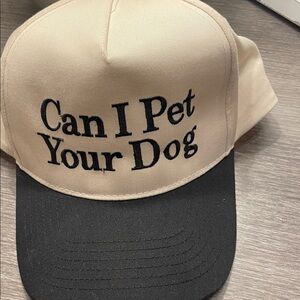 New With Tags…Boutique “Can I Pet Your Dog” Cream & Black Baseball Cap